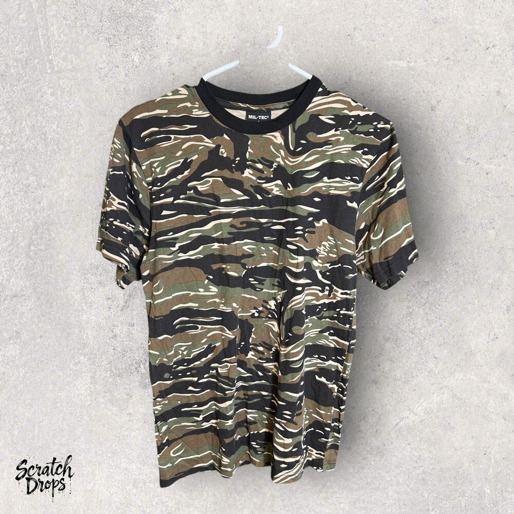 Vintage Mil-Tec Small Camouflage T-Shirt 17.5 x 25.5 Army Military Camo Tee Top